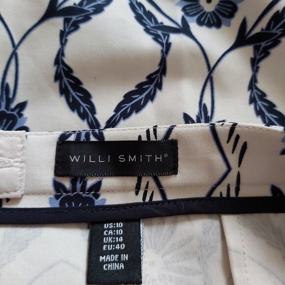 SKIRT WILLIE SMITH LABEL. NAVY PATTERNED ON WHITE BACKGROUND NEW NO TAGS SIZE 10 - Picture 2 of 4